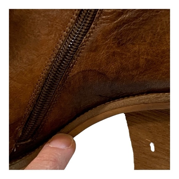 Socofy Distressed Brown Leather Boots with Green Leather 3-D Flower - Size 6 37 - Picture 10 of 14